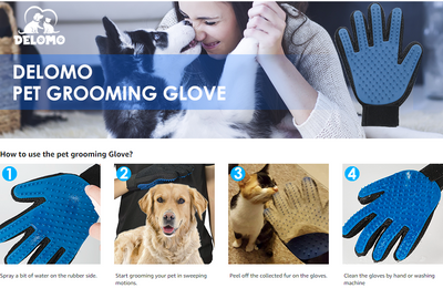 Use the pet grooming glove step
