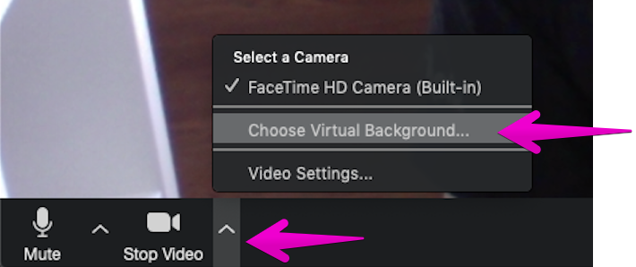 Select virtual background in video settings