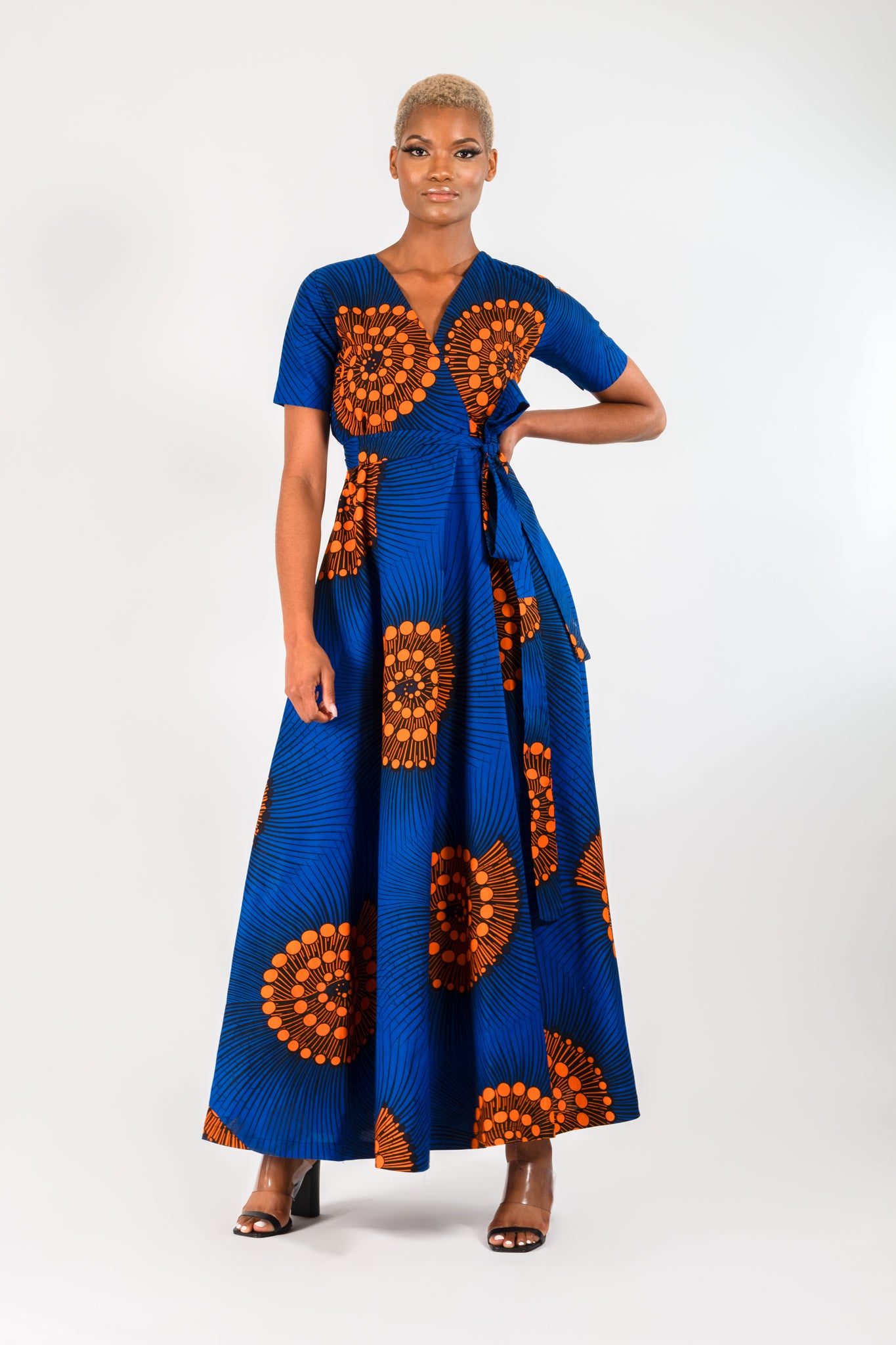 ankara long wrap dress