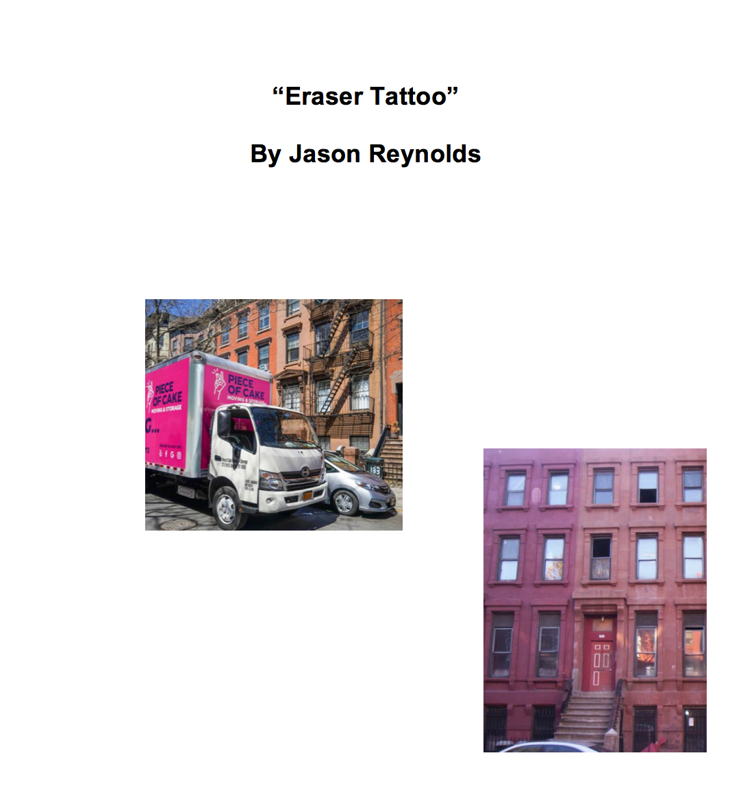 Fresh Ink Workbook for Eraser Tattoo by Jason Reynolds  ELA Hwy