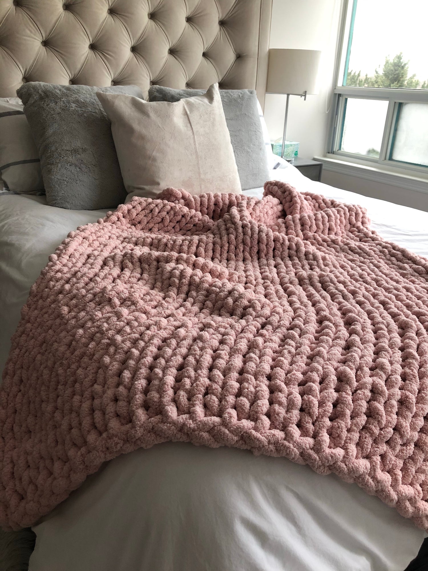 Healing Hand, Chunky Knit Blankets Soft Pink#N# – Off By Heart Design