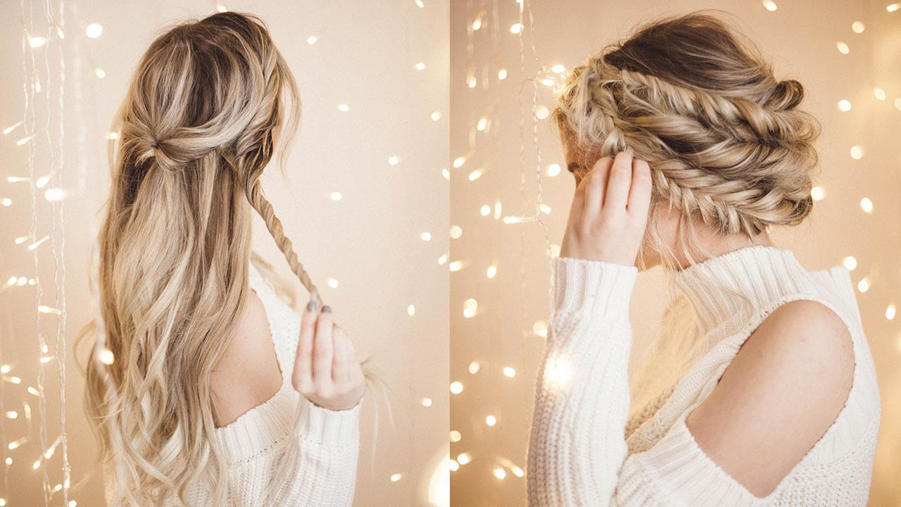 Braided Halo Hairstyle Easy Updo For Long Hair