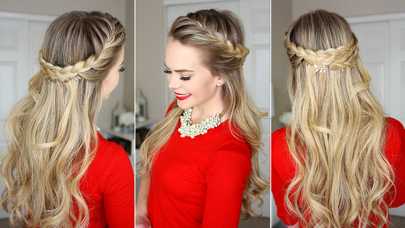 Image of Crown braid hairstyle for long hair