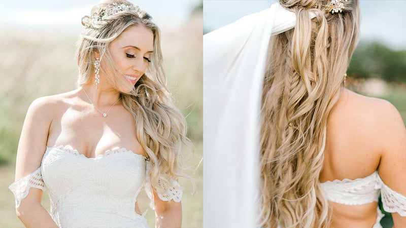 Wonderful Photographs Half up half down hair bun Concepts Upon your wedding  you  Bride hairstyles with veil Bridal hair half up half down Romantic  wedding hair
