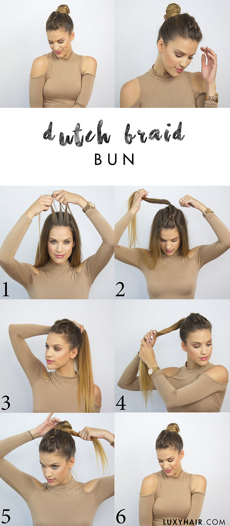 back to school heatless hairstyle dutch braid bun