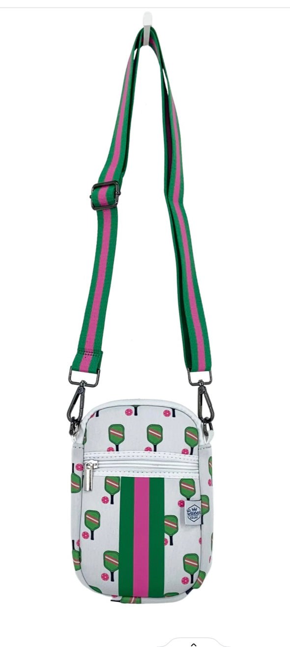 Navy and Pink Stripe Pickleball Bag with Fence hook – Queen of the Court