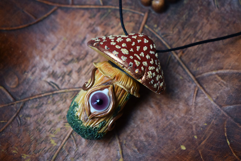 Third Eye Gypsy x MothMagick - Third Eye Amanita Mushroom Screw Cap Vial Jar Necklace