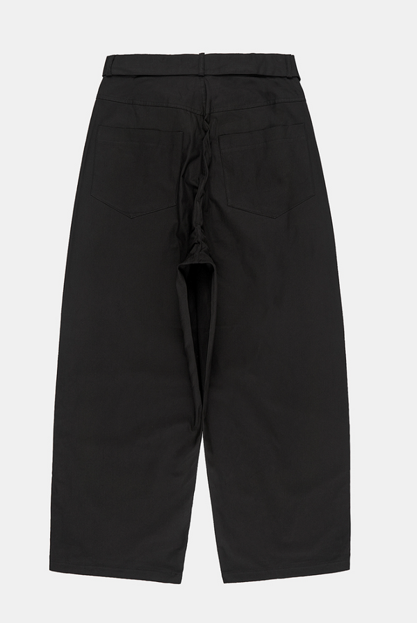 Carlyle belted pin-tuck wide chino pants