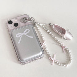 ballet core ribbon silver magsafe card holder