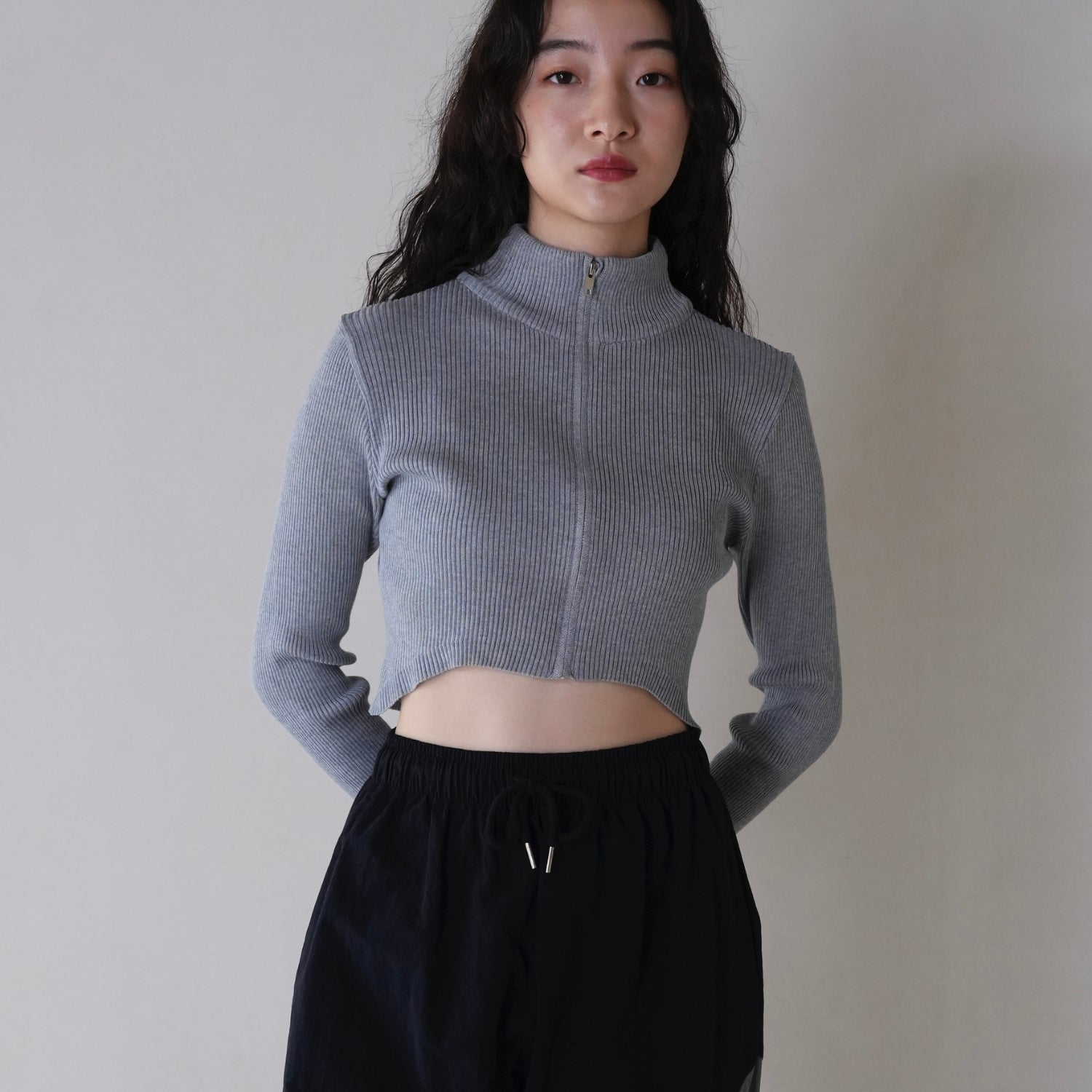 zip cropped knit