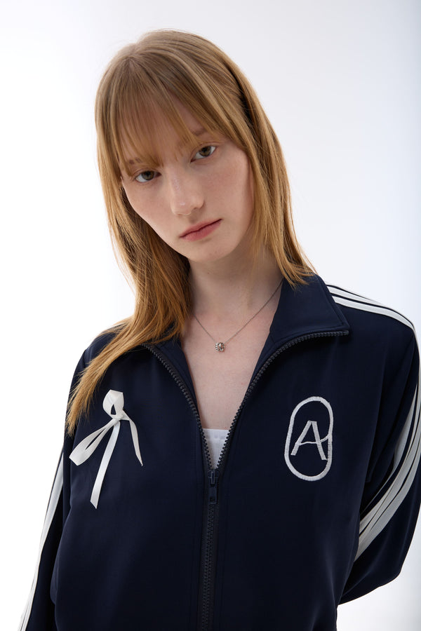 RIBBON JERSEY TRACK TOP / NAVY