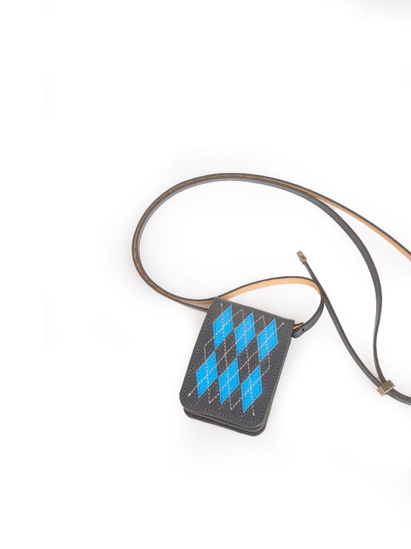 YMW argyle small bag - charcoal & light blue