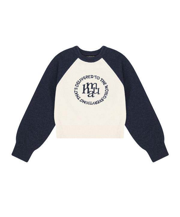 LAMBSWOOL JACQUARD RAGLAN KNIT