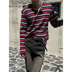 [F/W] Multi stripe henry neck long sleeves (3color)