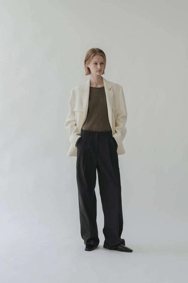 Button tuck pants (charcoal)