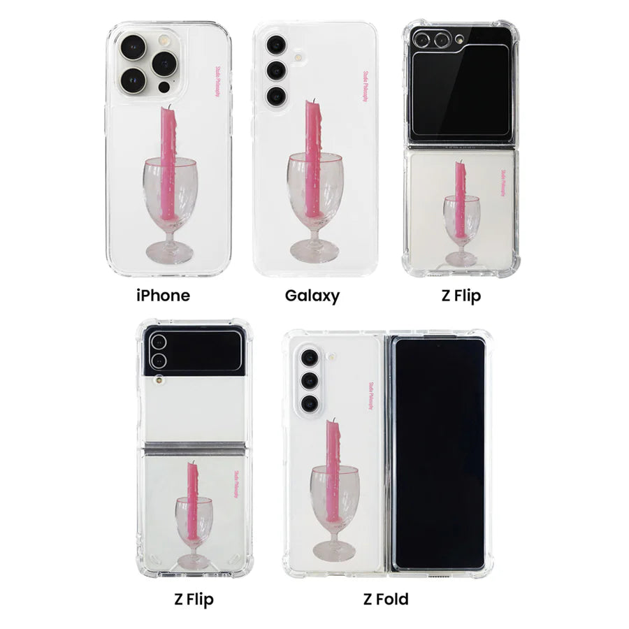 ピンク キャンドルホルダーケース (clear)