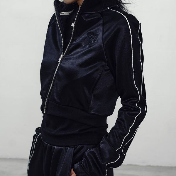 Shiny band zip up