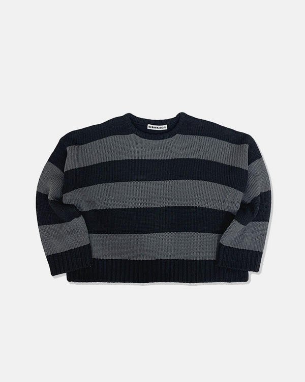 JUST STRIPE KNIT Black Charcoal