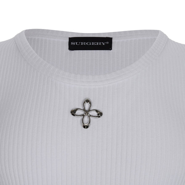 surgery metal clover logo sleeveless 'white'