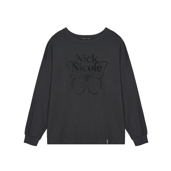 BUTTERFLY SIGNATURE LS TOP_BLACK SKY BLUE