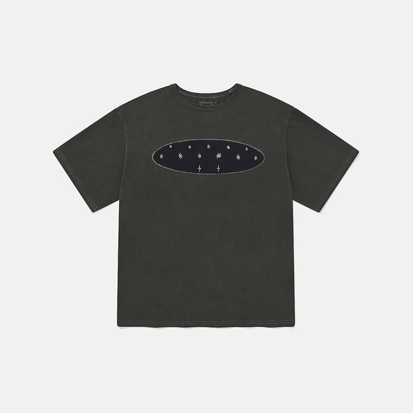 Starry pigment half T-shirts / Black charcoal