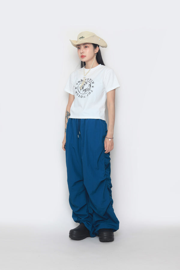 Shirring Parasuit Nylon Pants