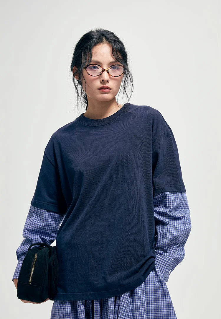 プレイドパッチワークトップ