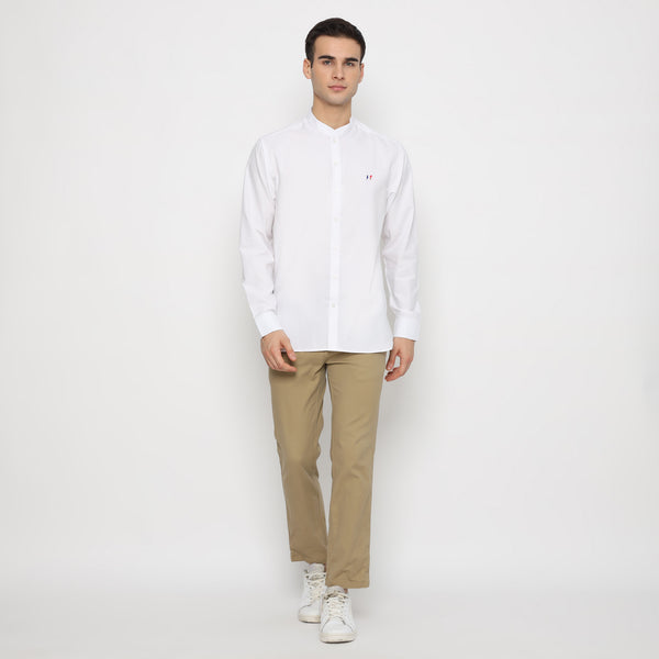 MON AKITA - Toda Men Long Sleeve Shirt White