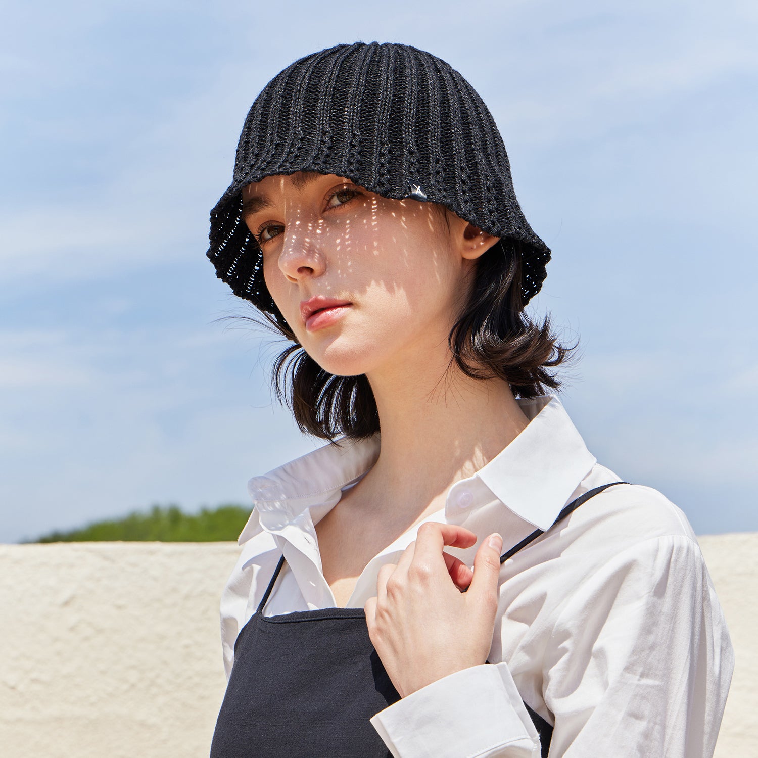 VA Label Knit Tulip Hat / Black