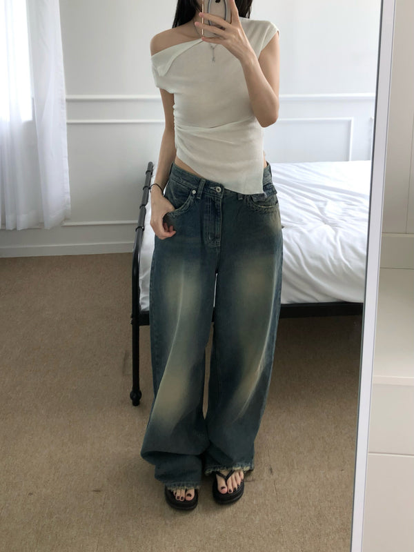 Formal wide denim pants (one color)