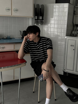 ASCLO Border Henry Neck Short Sleeve Knit (4color)