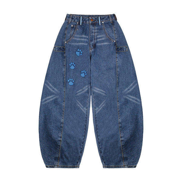 WXP013 Meow Hotfix Denim Pants (BLUE)