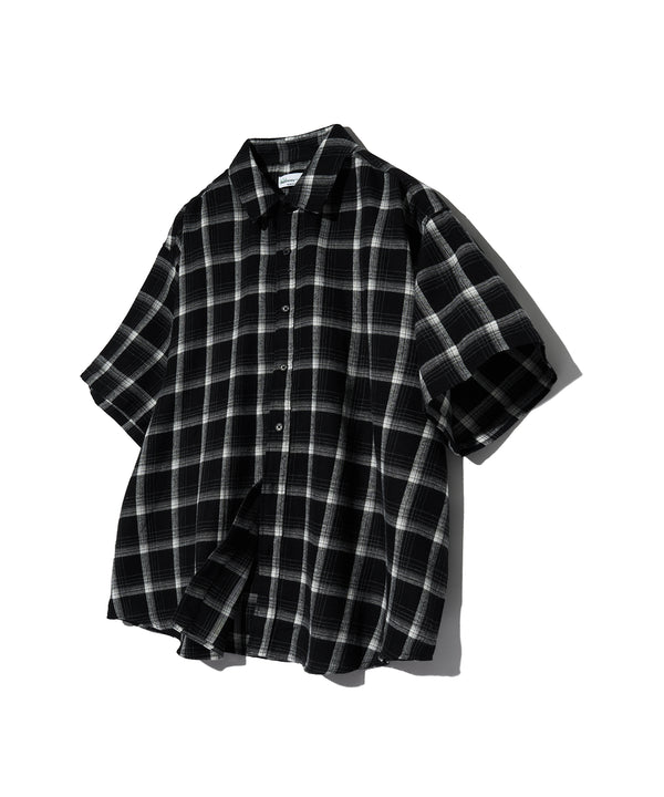 87-STAN067 Vintage Forest OverFit Short-Sleeved Tartan Check Shirt