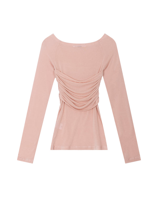 RIBBON OFF-SHOULDER DRAPE TOP, PINK