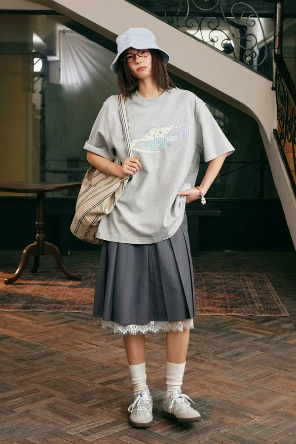 Patchwork Floral Embroidery T-Shirt