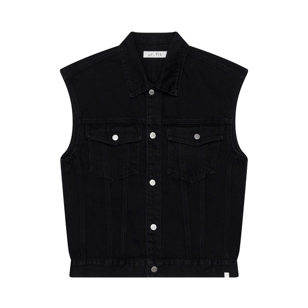 LOOSE FIT BLACK DENIM VEST code 21012