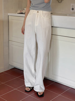 [MADE] Ownt Summer White Cotton Wide Pants