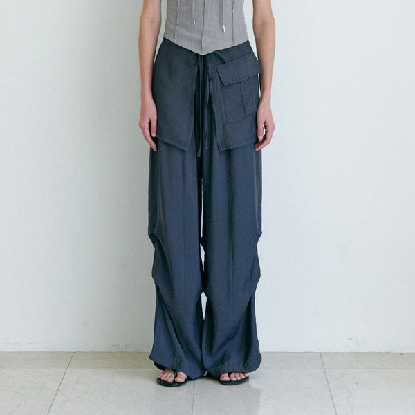 LAYERED SKIRT PANTS / CHARCOAL