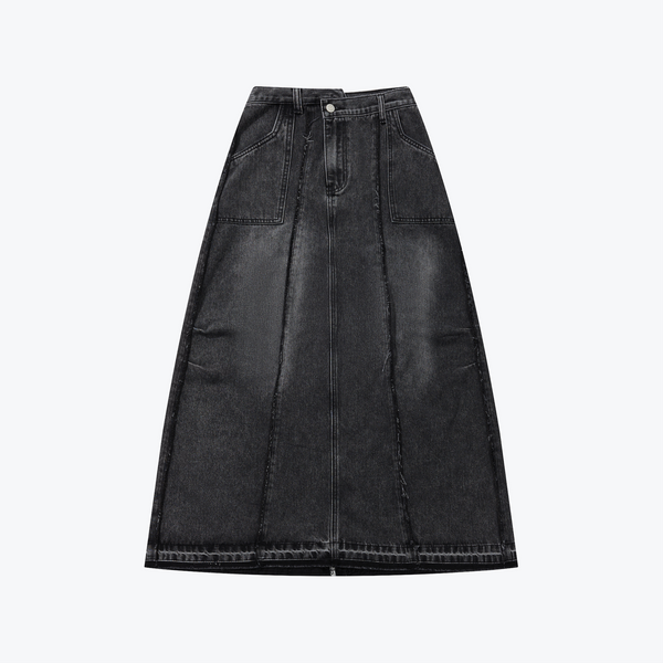 Damage Denim Full Skirts Dark Grey