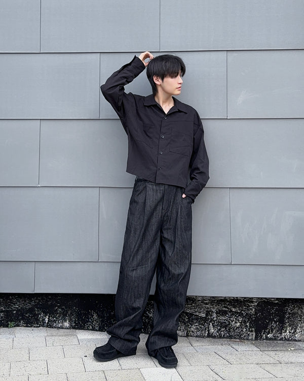 Gro raw denim pants black