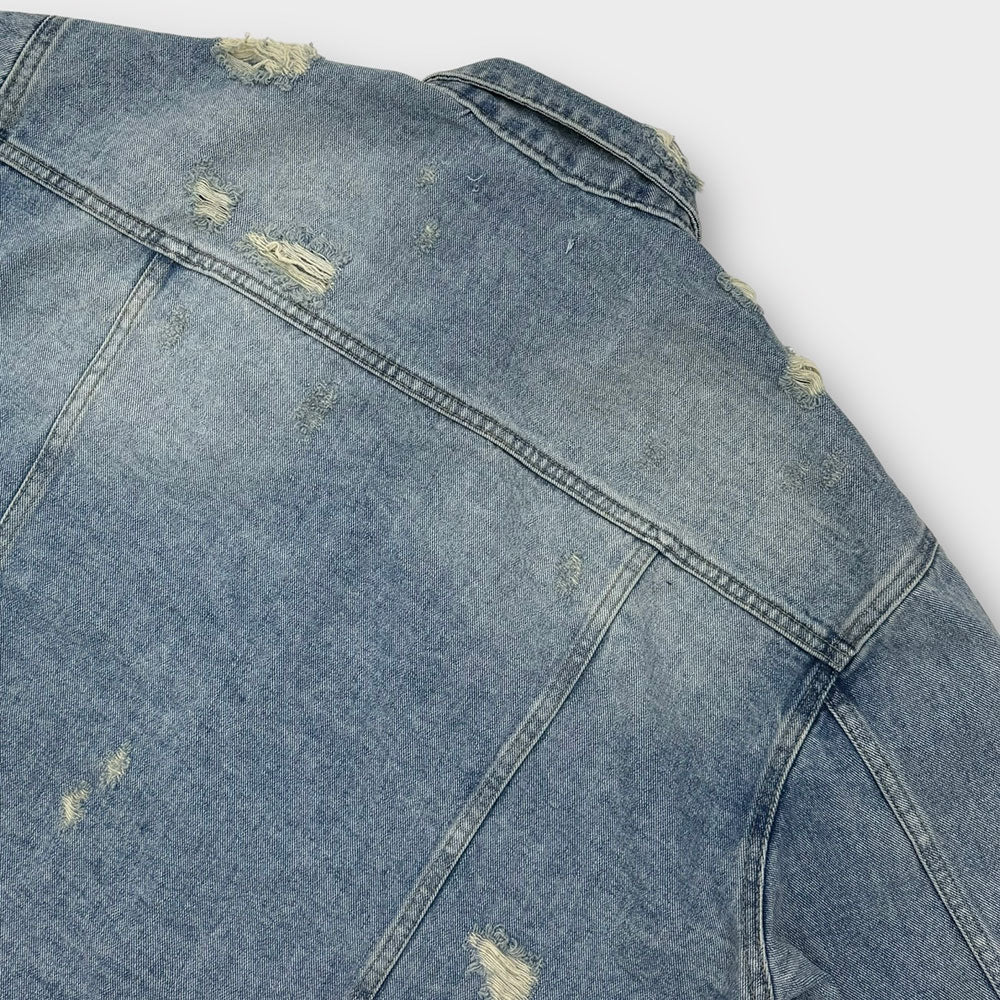 De Lap High Damage Crop Denim Jacket (2color) - ASCLO | 60