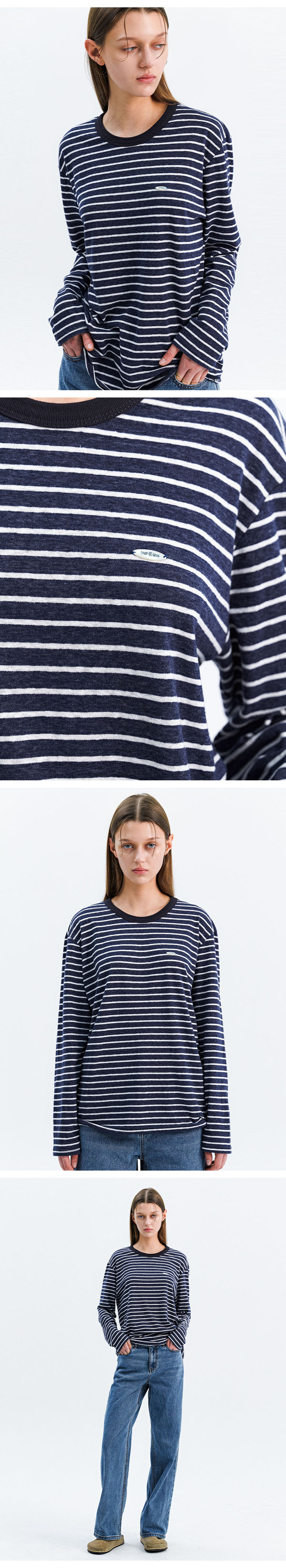 SURFER STRIPE LONG SLEEVE_NAVY