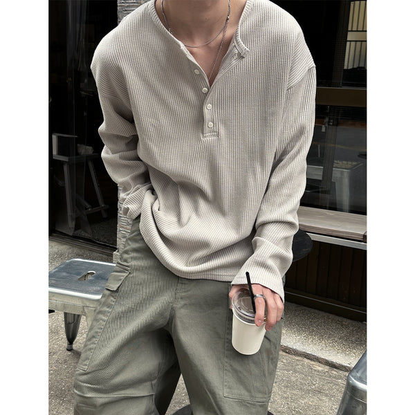 [S/S] Waffle henry neck long sleeves(3color)