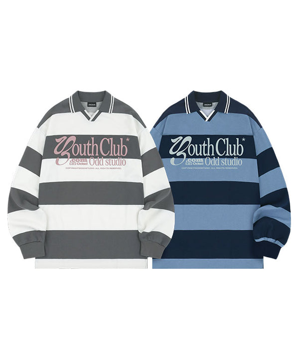 Youth-Club-Sporty-Stripe-Rugby-T-shirt - 2COLOR