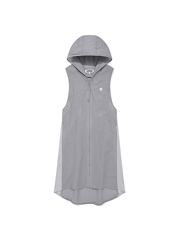 LAYERED HOODIE WOVEN DRESS [GRAY]