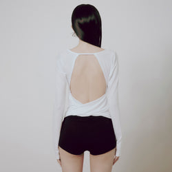 Backless Drape Long Sleeve (FL-130_White)