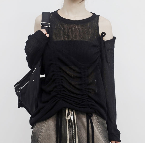 Ethian off-shoulder string knitwear