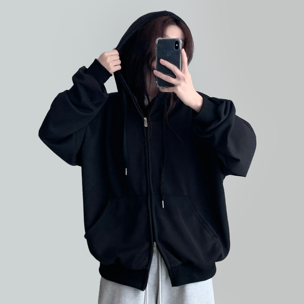 New Bee Oversized Fit Hooded Zip Up