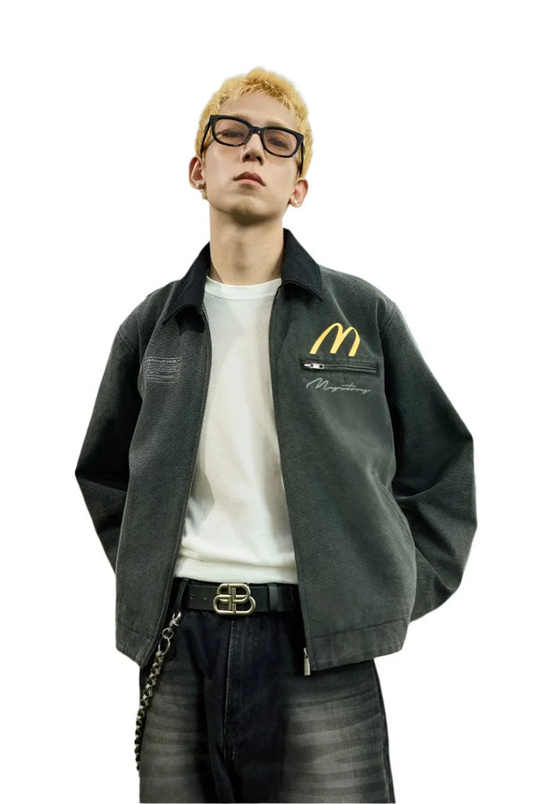 ディストレスドエンブロイダードデトロイトジャケット