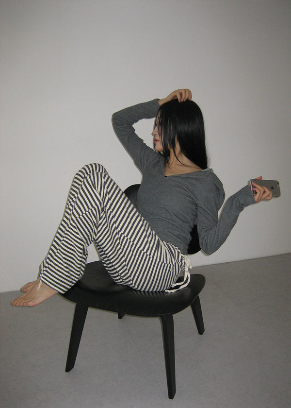 TERRY STRIPE PANTS